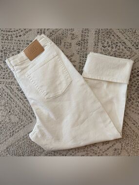 Frye 14/32 Ivory Stretch Straight Leg Cropped Jeans Womens
